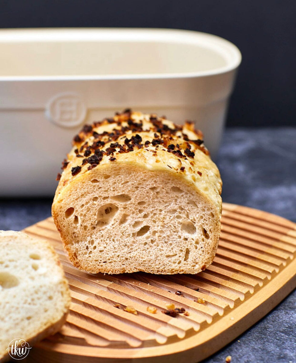 The Easiest & Tastiest No Knead Onion Bread Loaf By The Kitchen Whis Emile Henry USA