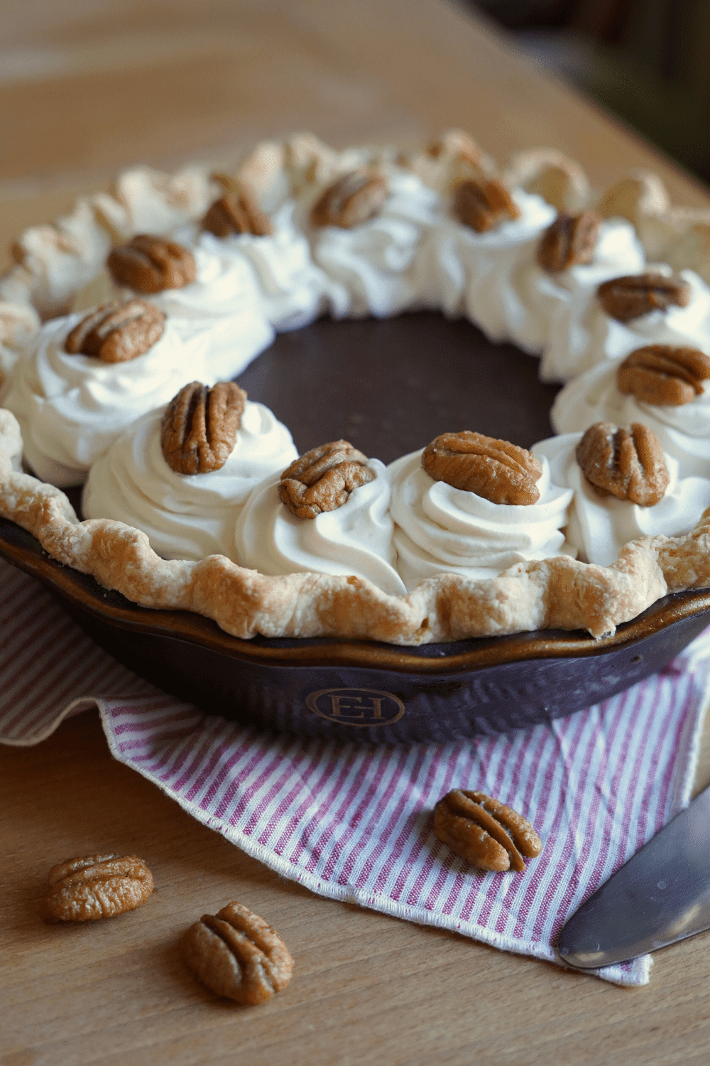 Salted Maple Chocolate Silk Pie with Buttery Sweet Pecans