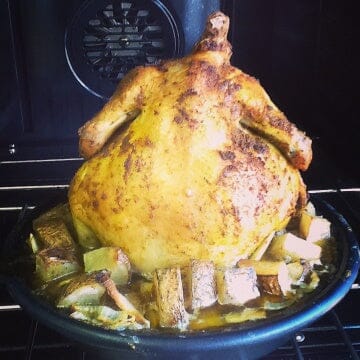 Roasted Chicken With Potatoes, Carrots, Onions, and Celery