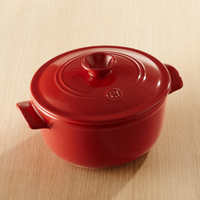 Round Dutch Oven Cookware Emile Henry USA Burgundy 2.6 qt.