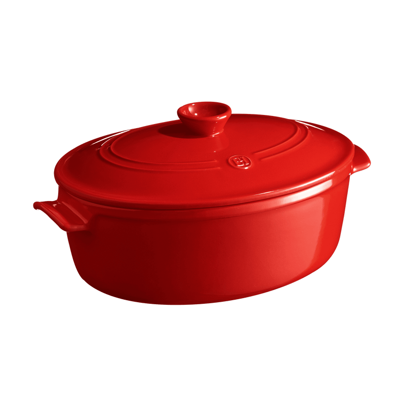 Emile Henry 赤 オーバル鍋29cm Emile Henry Ceramic Oval Dutch Oven, Handcrafted in France since