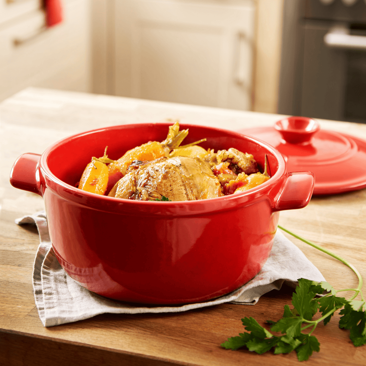 Round Dutch Oven Cookware Emile Henry USA Burgundy 2.6 qt.