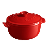 Round Dutch Oven Cookware Emile Henry USA Burgundy 2.6 qt.