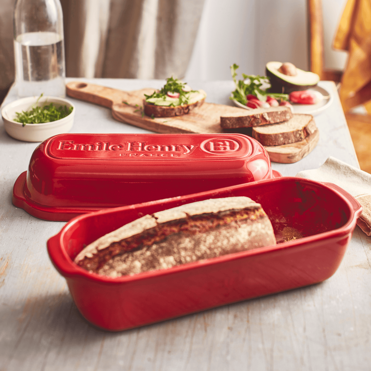 Pullman/Long Loaf Bread Baker Bakeware Emile Henry USA Burgundy