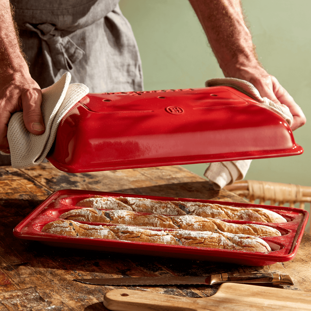 Baguette Baker Bakeware Emile Henry USA Burgundy