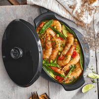 Oval Covered Baker / Fish Steamer Ovenware Emile Henry USA Charcoal