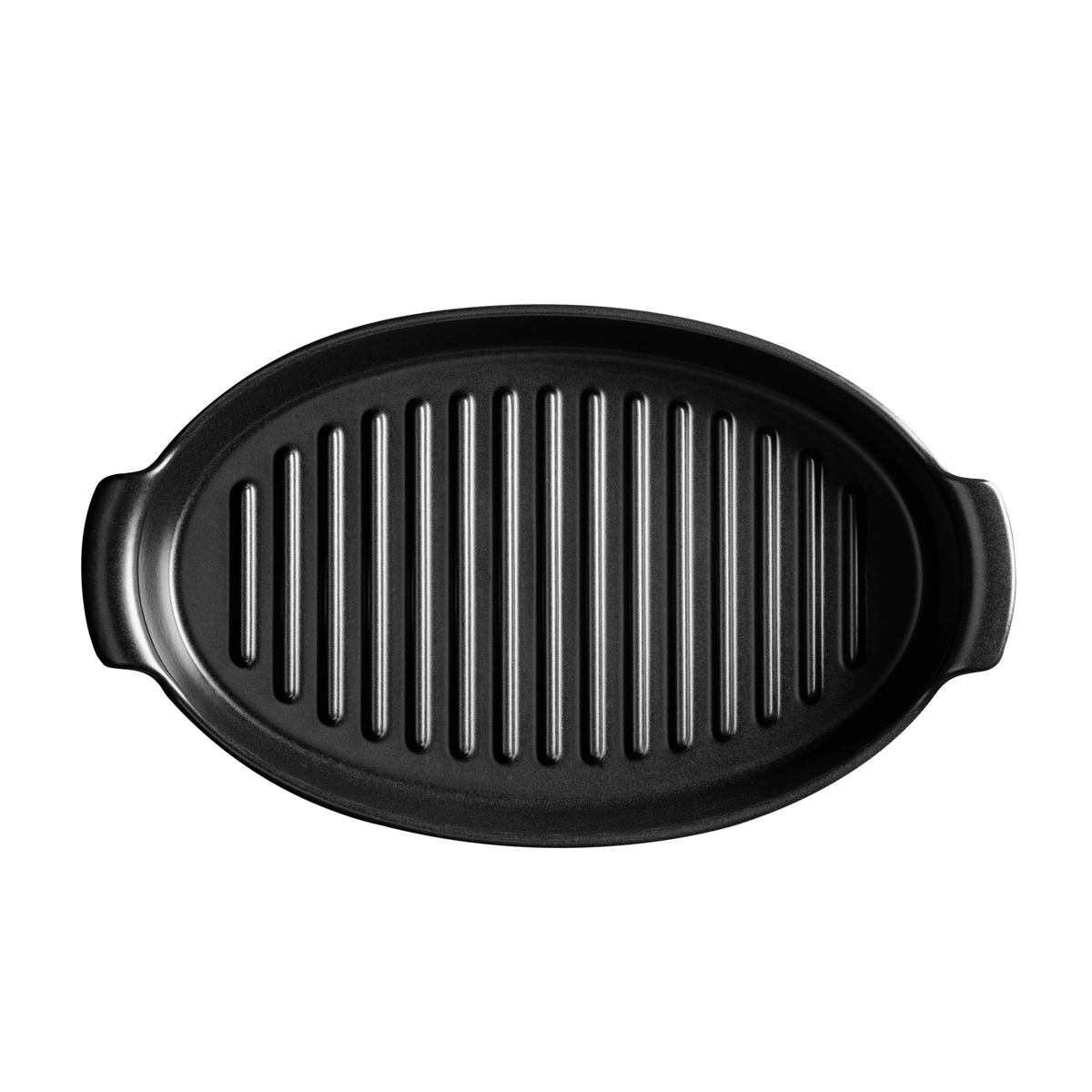Oval Grill Pan (EH Online Exclusive) On The Barbeque Emile Henry Black