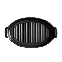 Oval Grill Pan (EH Online Exclusive) On The Barbeque Emile Henry Black