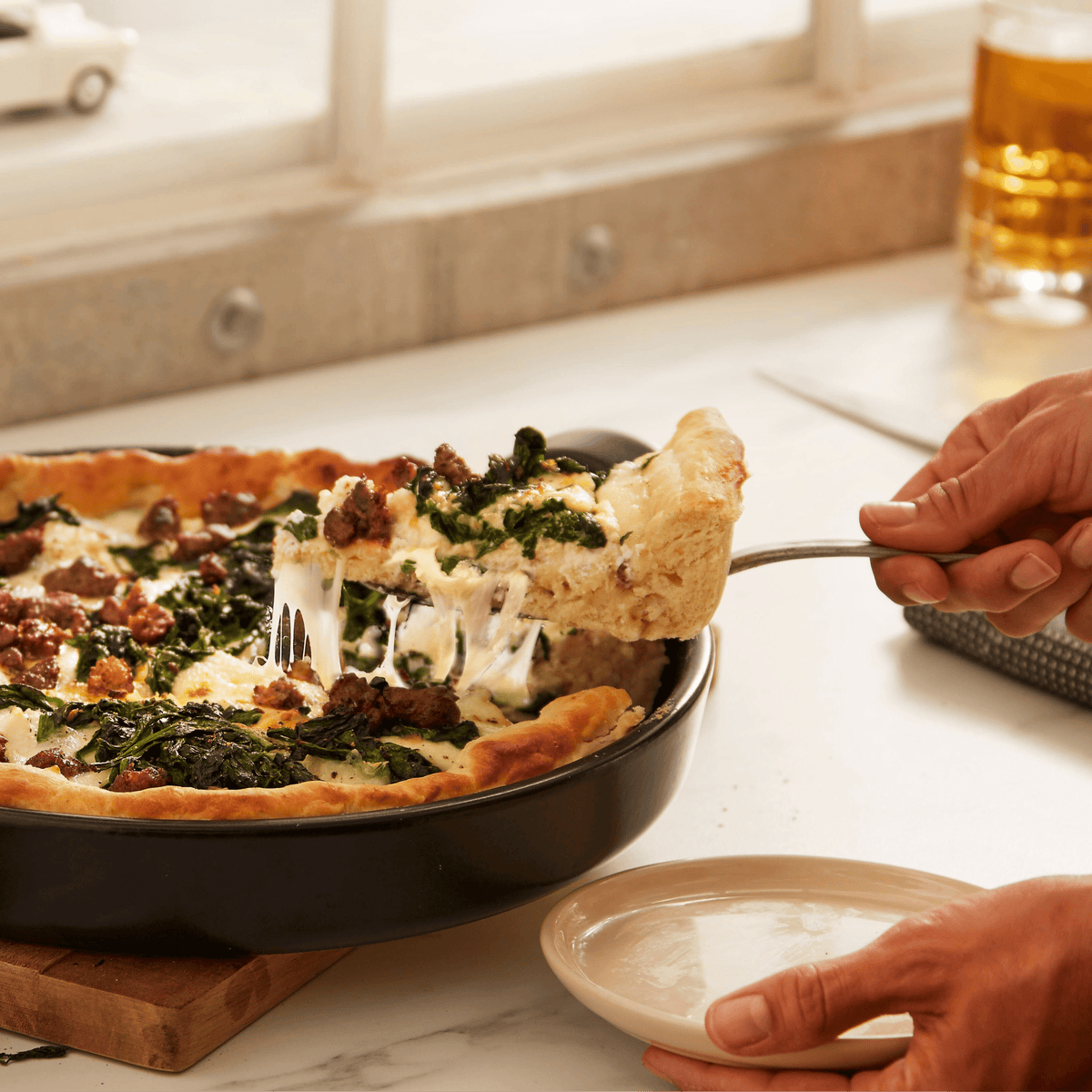 Deep Dish Pizza Pan On The Barbeque Emile Henry USA Charcoal