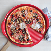 Ridged Pizza Stone Specialized Tools Emile Henry USA Burgundy