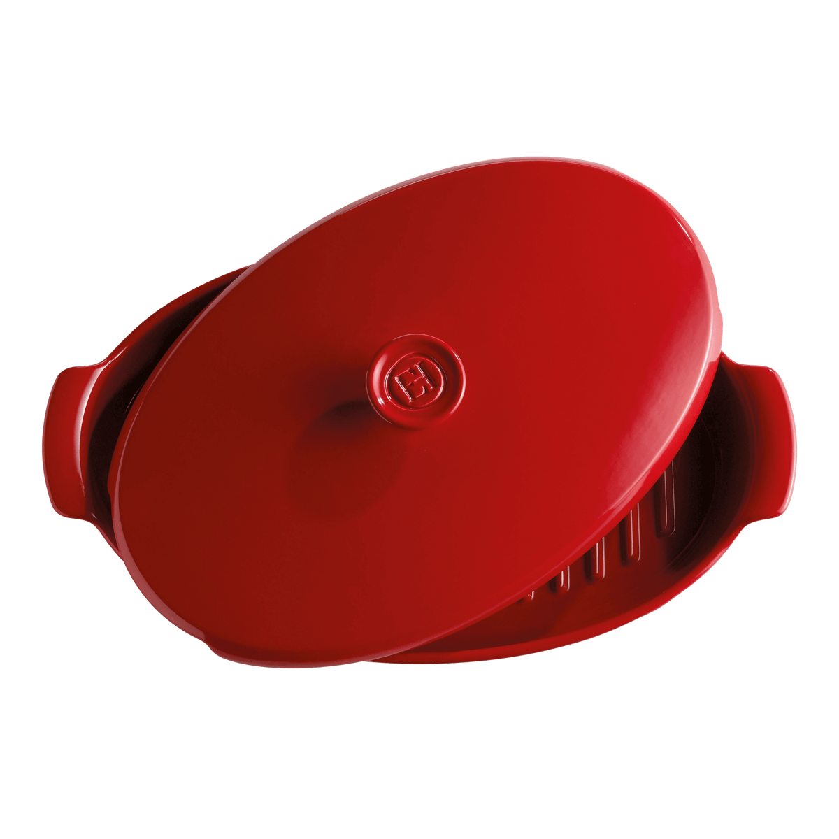 Oval Covered Baker / Fish Steamer Ovenware Emile Henry USA Burgundy