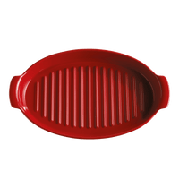 Oval Covered Baker / Fish Steamer Ovenware Emile Henry USA Burgundy