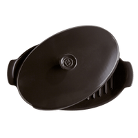 Oval Covered Baker / Fish Steamer Ovenware Emile Henry USA Charcoal
