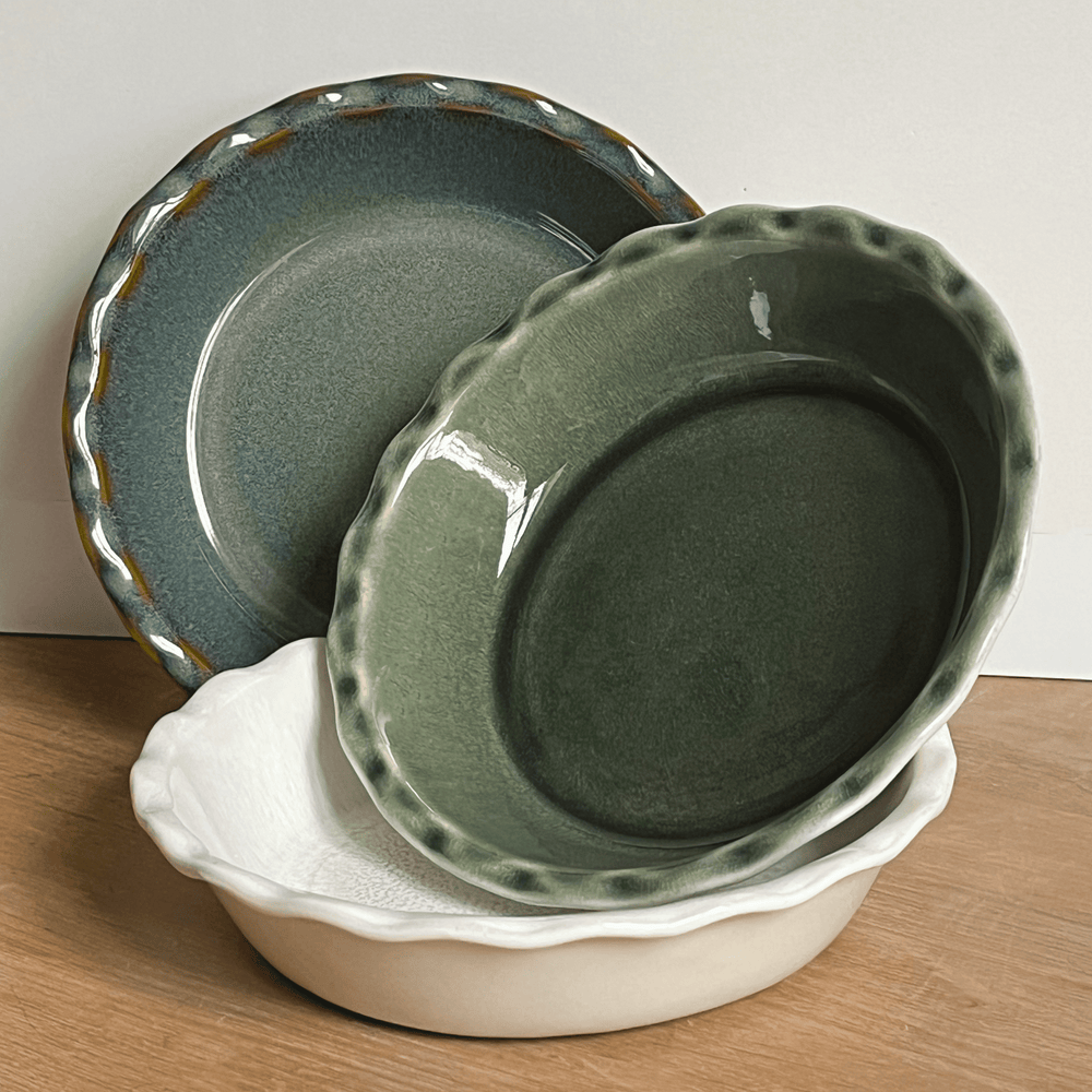 emile henry limited edition 175th anniversary pie dish, green_ivory