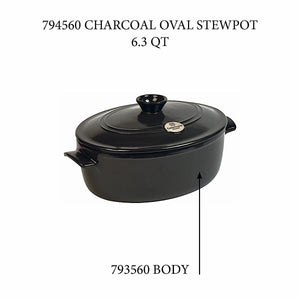 Emile Henry USA Oval Stewpot - Replacement Body Oval Stewpot - Replacement Body Replacement Parts Emile Henry 6.3 Qt Charcoal 