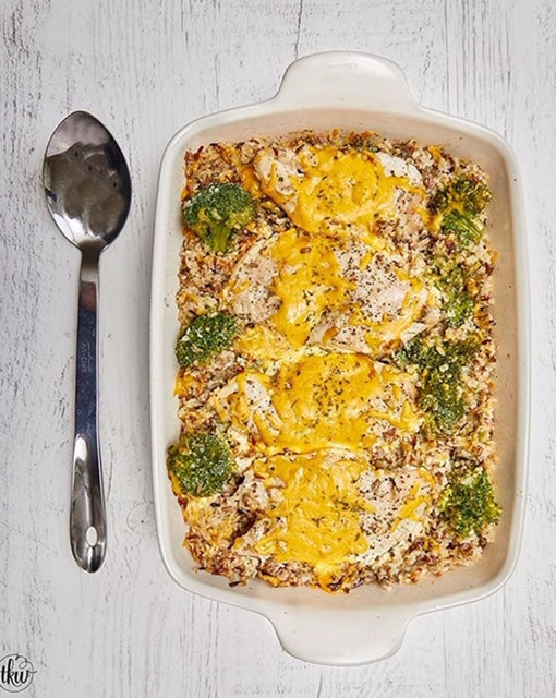 Baked Cheesy Chicken & Broccoli Wild Rice Blend Casserole-- By The Kitchen Whisperer