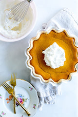 PUMPKIN PIE WITH RUM WHIPPED CREAM-- By Petite Southern Kitchen