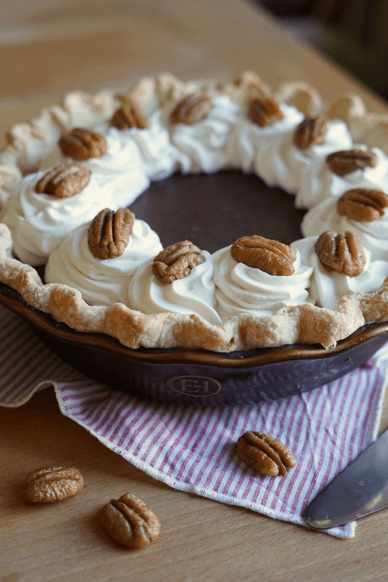 Salted Maple Chocolate Silk Pie with Buttery Sweet  Pecans