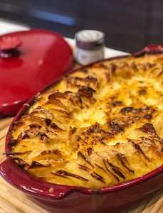 Hasselback Au Gratin Potatoes by Gustus Vitae