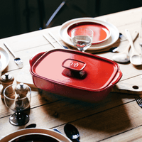 The Right Dish Medium Rectangular Baker Lid Lid Emile Henry USA Burgundy 
