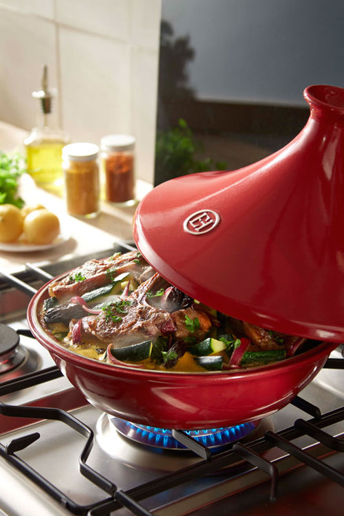 Casserole pot 4 l, with lid, red burgundy, Emile Henry