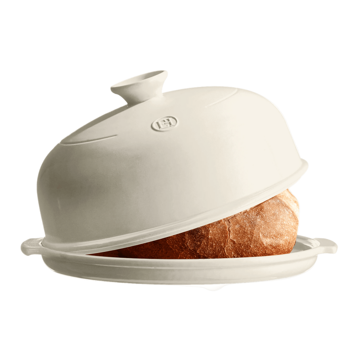 emile henry ceramic bread baker, bread cloche, linen