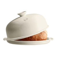 emile henry ceramic bread baker, bread cloche, linen