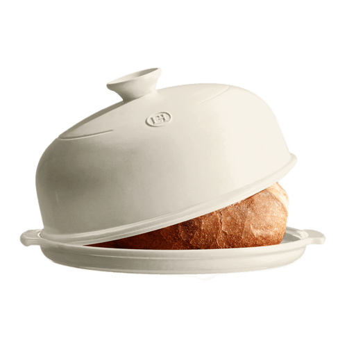 emile henry ceramic bread baker, bread cloche, linen