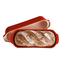 Emile Henry Limited Edition Pullman Long Loaf Bread Baker in Poppy Red
