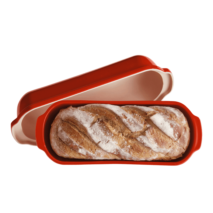 Emile Henry Limited Edition Pullman Long Loaf Bread Baker in Poppy Red