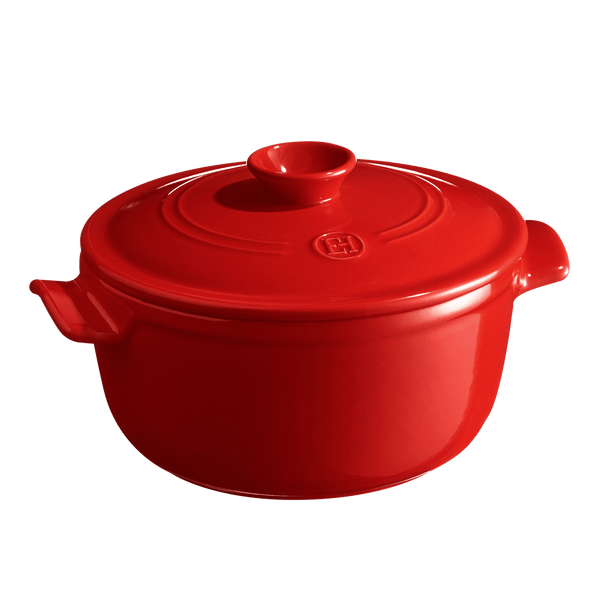 Round Dutch Oven Cookware Emile Henry USA Burgundy 2.6 qt. 