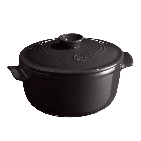 Round Dutch Oven Cookware Emile Henry USA Charcoal 2.6 qt. 