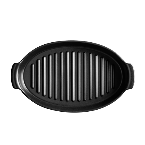 Oval Grill Pan (EH Online Exclusive) On The Barbeque Emile Henry Black