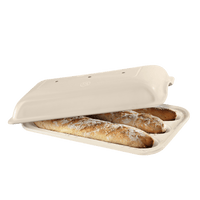 emile henry ceramic bread baker, baguette bread baker, linen