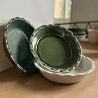 emile henry limited edition 175th anniversary pie dish, green_ivory