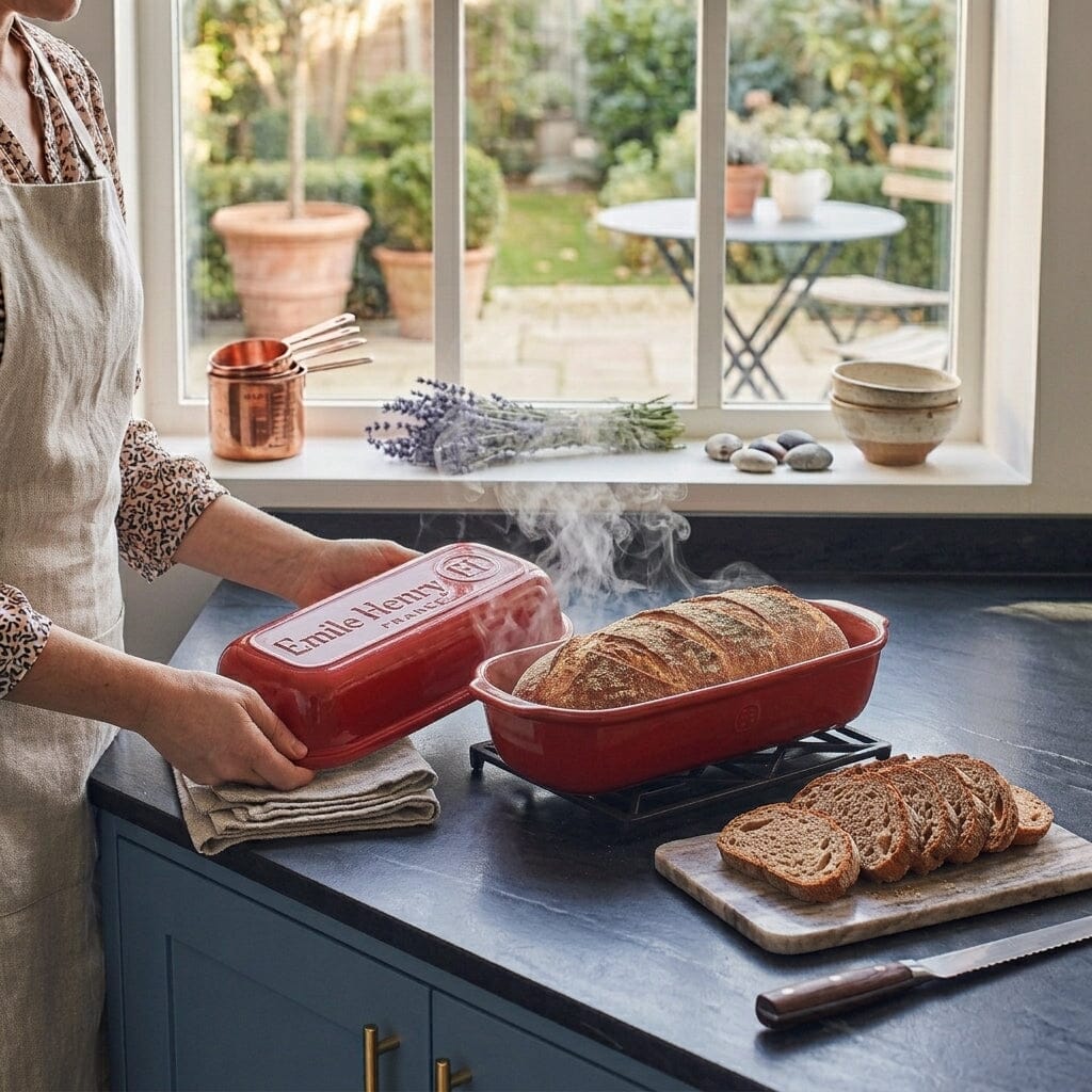 Emile Henry Limited Edition Pullman Long Loaf Bread Baker in Poppy Red