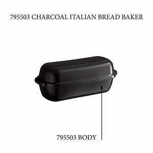 Emile Henry USA Italian Bread Loaf Baker - Replacement Body Italian Bread Loaf Baker - Replacement Body Replacement Parts Emile Henry Charcoal 