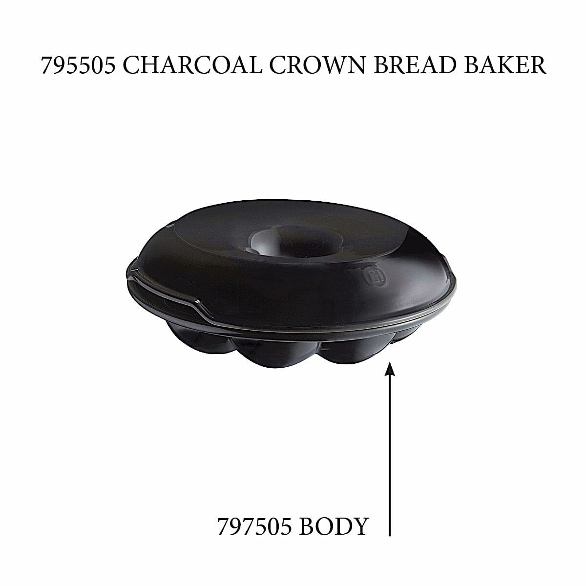 Crown Bread Baker - Replacement Body Replacement Parts Emile Henry Charcoal 