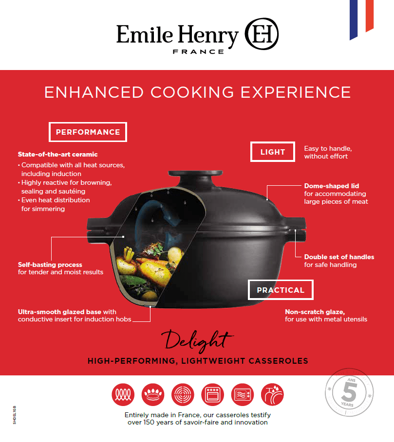Emile Henry Delight Round Casserole Dish Slate — HAUSwares